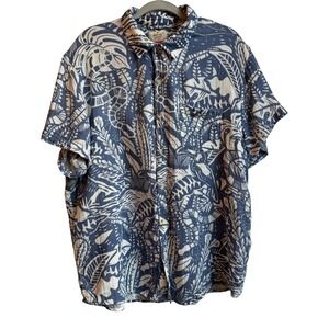 Marine Layer Button Down Shirt Mens XL Blue White Tropical Gauze Snake Vacation